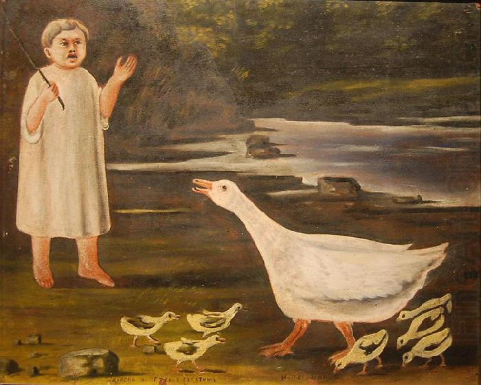 Niko Pirosmanashvili A girl and a goose with goslings china oil painting image